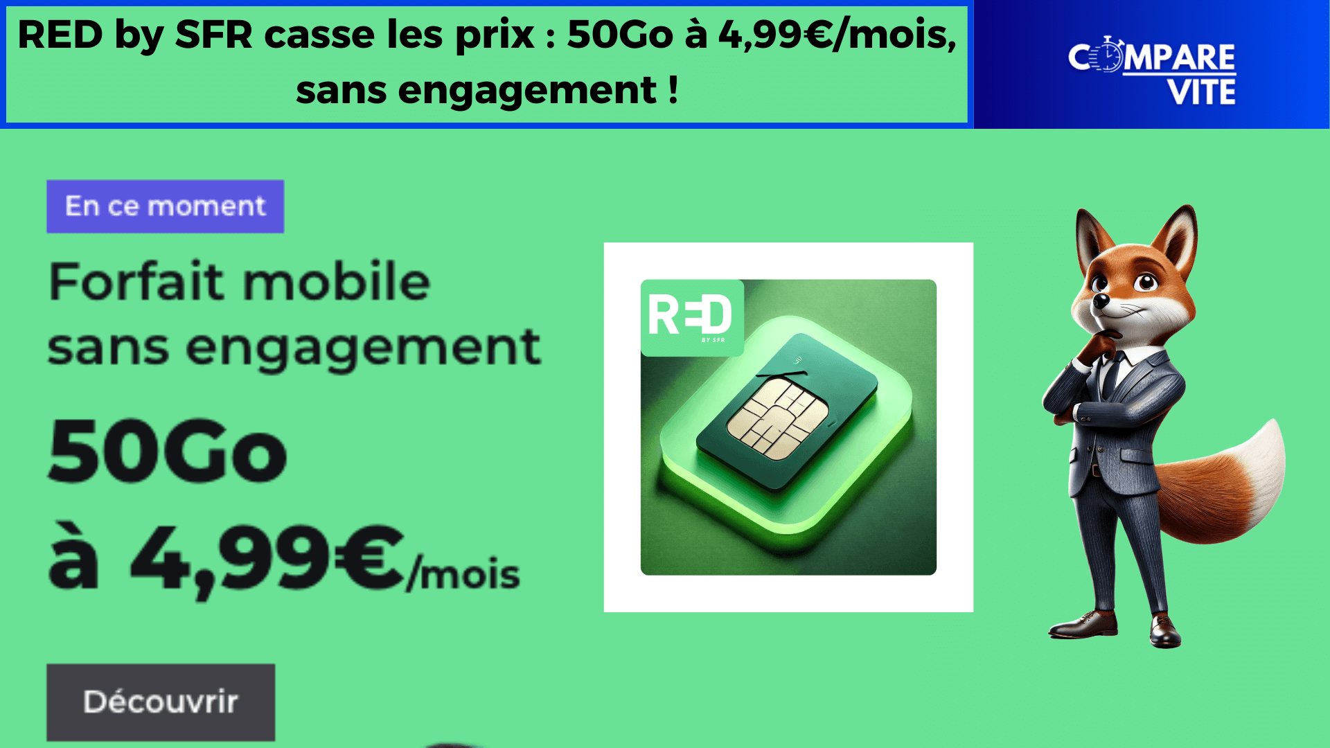 RED by SFR casse les prix : 50Go à 4,99€/mois, sans engagement