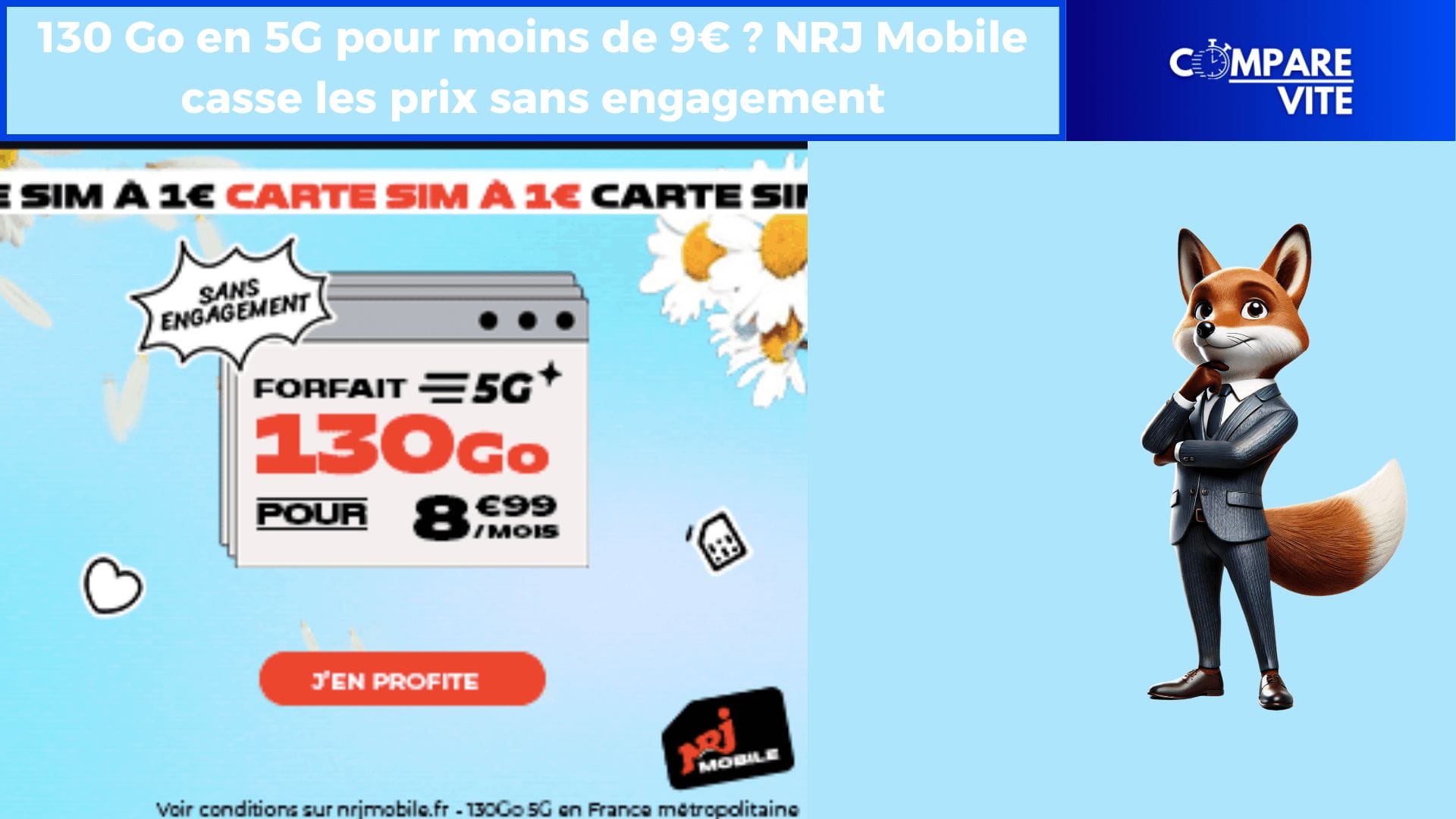 130 Go en 5G pour moins de 9€ ? NRJ Mobile casse les prix sans engagement